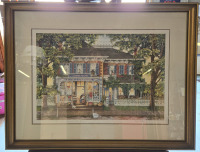 * Signed * Vintage 1988 Carole Black: "Morning On Main Street" Wooden Framed Print ( 294 of 395 ) | Frame Size ( 32.5" x 25" )