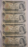 1973 Canadian One Dollar Bank of Canada Bank Notes - 4 Notes