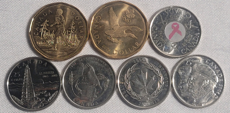 2005 - 2006 Canadian Commemorative Loonie & Quarters - 7 Coins