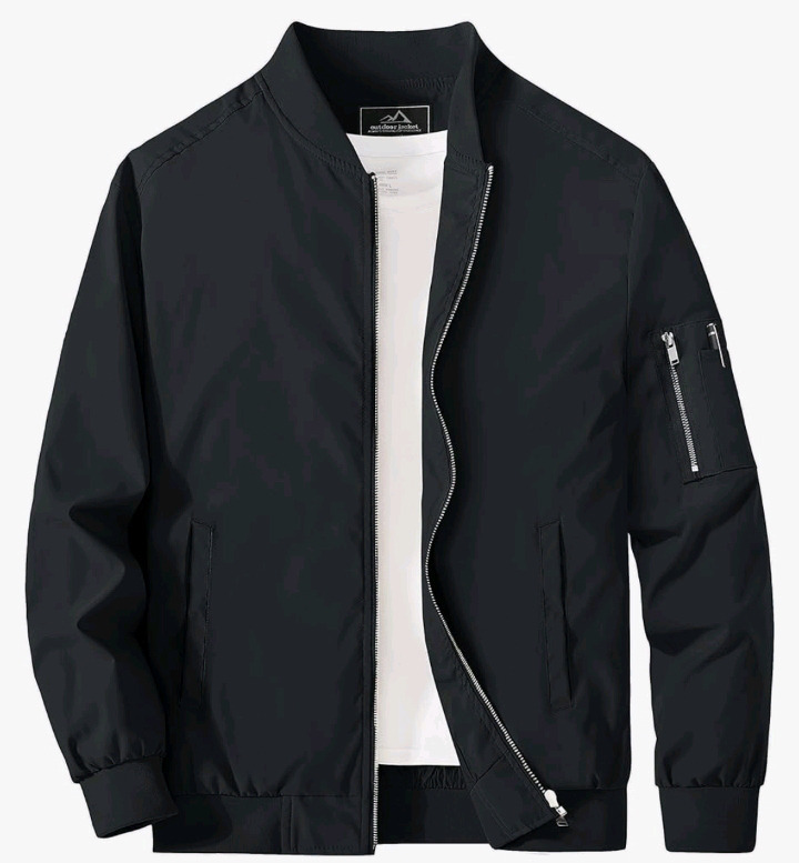 New | Size: 2XL US | Colour: Black | Mens MAGCOMSEN Bomber Jacket with Pockets |Lightweight Casual Windbreaker Full Zip Spring/Fall Coat | * Retails For $53.98 *