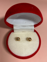 14K Yellow Gold Ball Studs with Butterflies Stamped