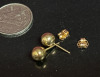 14K Yellow Gold Ball Studs with Butterflies Stamped - 4