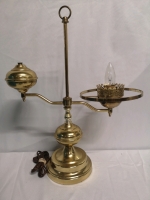 Vintage 19.75" Tall Brass Student Lamp Electrified - Working