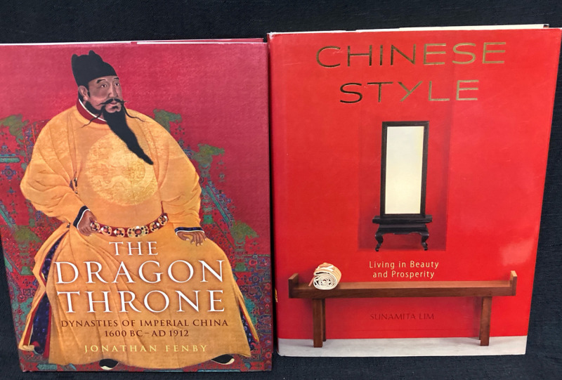 2 Chinese Books - The Dragon Throne + Chinese Style Largest 9&rdquo; w x 11.25&rdquo; tall