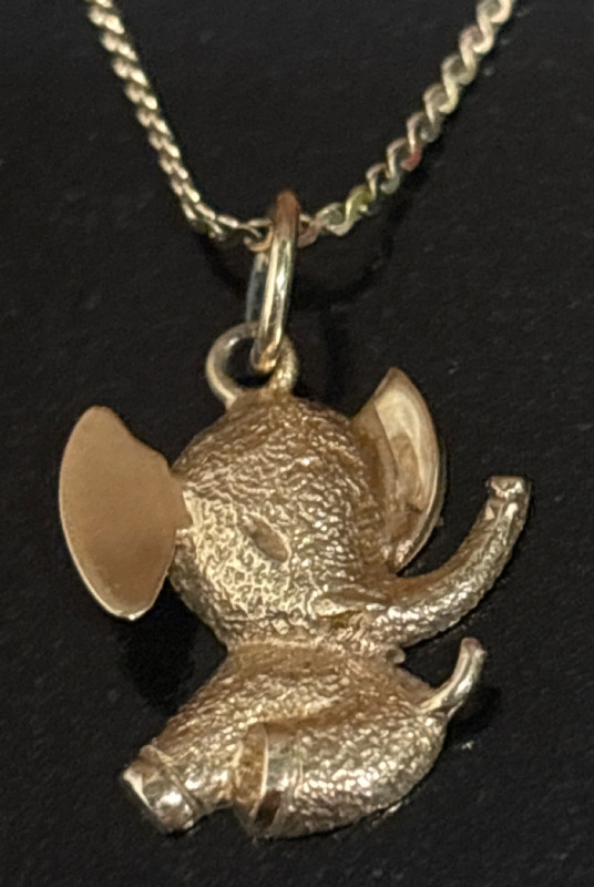 10K Yellow Gold Elephant Pendant with 10K Chain