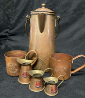 Vintage Copper Lot - Coffee Pot + Moscow Mule Mugs + Stratford in London Largest 5” w x 10” ht