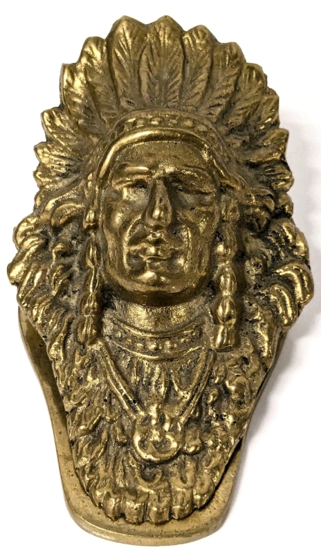 Vintage Solid Brass Indian Chief-Head Wall / Desk Clip | 4.15" Long