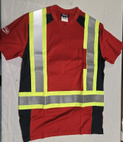 New | Unisex Size: Large | Colour: Red | Co-op Hamill Reflective Short Sleeve Work Shirt / Saftey Shirt | Style: 101495 | Model # FED.EB.RC.21