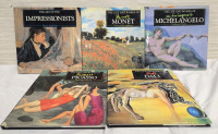 5 Books In Good Condition | The Art Of The Impressionists, The Life & Works Of Monet, The Life & Works Of Michealangelo, The Life & Works Of Picasso, The Life & Works Of Dali | HardCover Edition Books