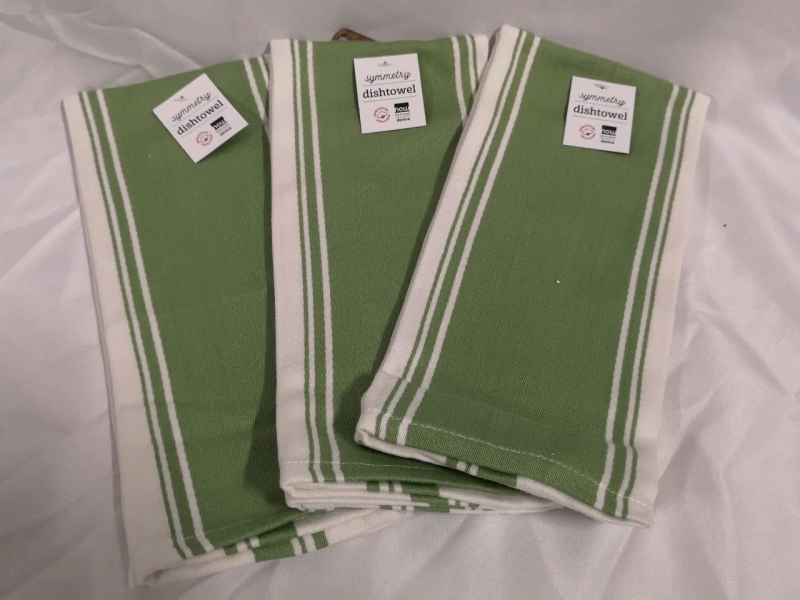 3 New Dish Towels - Green
