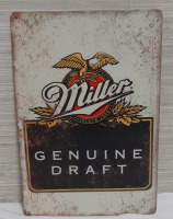 New Miller Genuine Draft Metal Sign - 12" X 8"