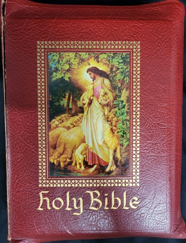 Vintage 1957 Holy Bible Good Leader Edition Clarified With Images 22x30x7.5cm