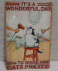 New Cat Wonderful Day Metal Sign - 12" X 8"