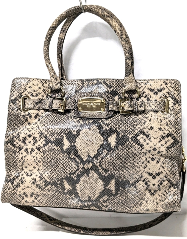 Michael Kors Printed Snakeskin Leather Tote Bag with Gold Tone Hardware | 14.6" x 4" x 11.5" Tall