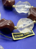 Genuine Tagged Lucite Carved Bauble Necklace Chocolate and Clear Nuggets - 2