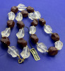 Genuine Tagged Lucite Carved Bauble Necklace Chocolate and Clear Nuggets - 3