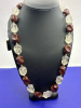 Genuine Tagged Lucite Carved Bauble Necklace Chocolate and Clear Nuggets - 4