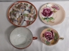 Vintage Asian Geisha & Rose Footed Cup & Saucers - Japan Hand-Painted - 2