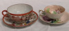 Vintage Asian Geisha & Rose Footed Cup & Saucers - Japan Hand-Painted - 7