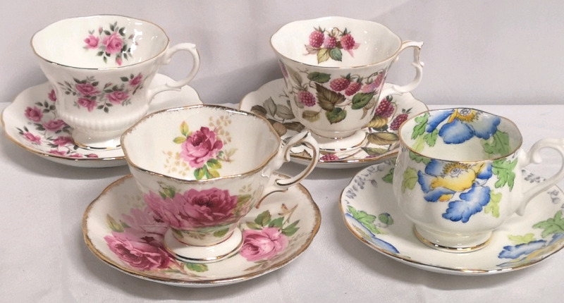 4 Vintage Royal Albert Cups & Saucers - Made in England