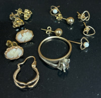 Gold Jewellery 10 - 14K Earrings Ring - As Found