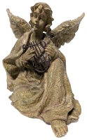 Large Harp-Playing Angel Figure | 9" Tall
