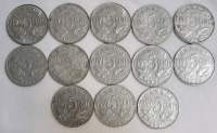 1922 - 1936 Canadian King George V Five Cent Nickels , 13 Coins . 1922 , 1923 , 1924 , 1927 - 1936