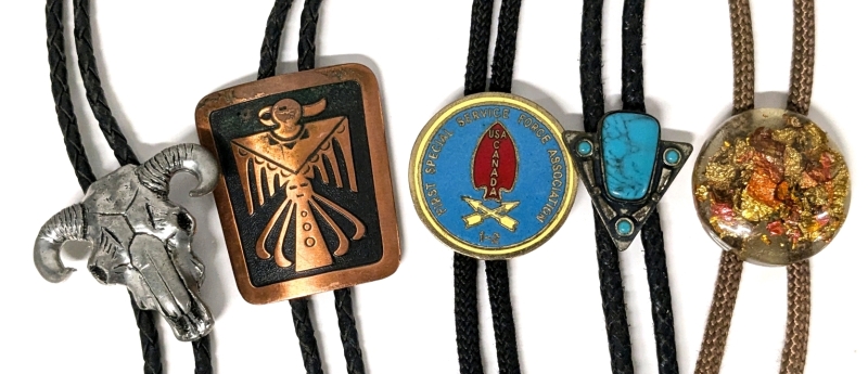 5 Vintage Bolo Ties incl Signed J.Ritter & Pure Copper | Up to 36" Long