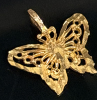 10K Gold Butterfly Charm Open Work Filigree Stamped