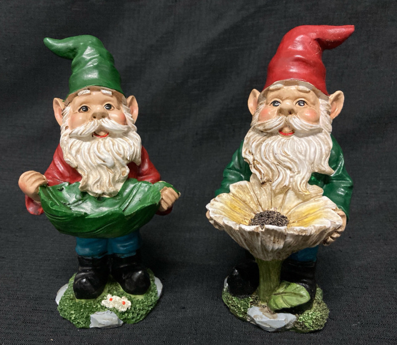 2 New Garden Gnomes 4&rdquo; w x 8.5&rdquo; tall