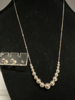 925 Sterling Floating Bead Necklace with Sterling Studs