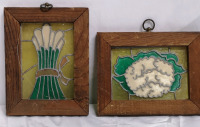 2 Vintage Framed Stained Glass Style Art/Sun Catchers - 7.5x9.75"