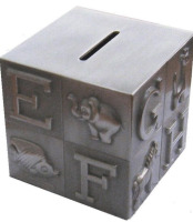 New Elegance Silverplated Block Bank Box 3.5&rdquo; w x 3.5 ht
