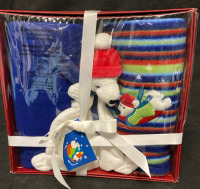 New 3 Pc Piccolo Bambino Blanket Gift Set Box measures 11&rdquo; w x 11&rdquo; L