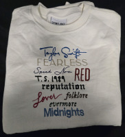 New | Womens Size: Large | Taylor Swift "The Eras Tour" Embroidered Album Names Sweater by Grimelange