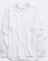 New | Womens Size: XS | Aerie | Colour : White | Take It Easy Popover Polo Sweatshirt | * Retailed For $59.95 *