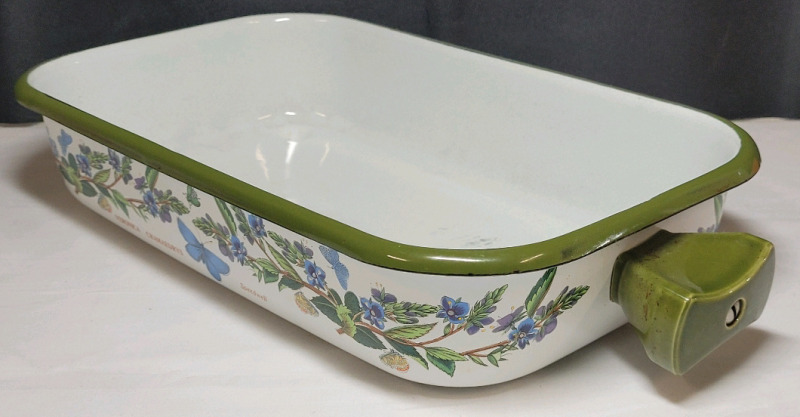 Vintage Portmerion Speedwell Enamel Tray from The Botanic Garden 1818 Collection 1972 . Measures 14 3/4"&times;7.5"&times;2.5"