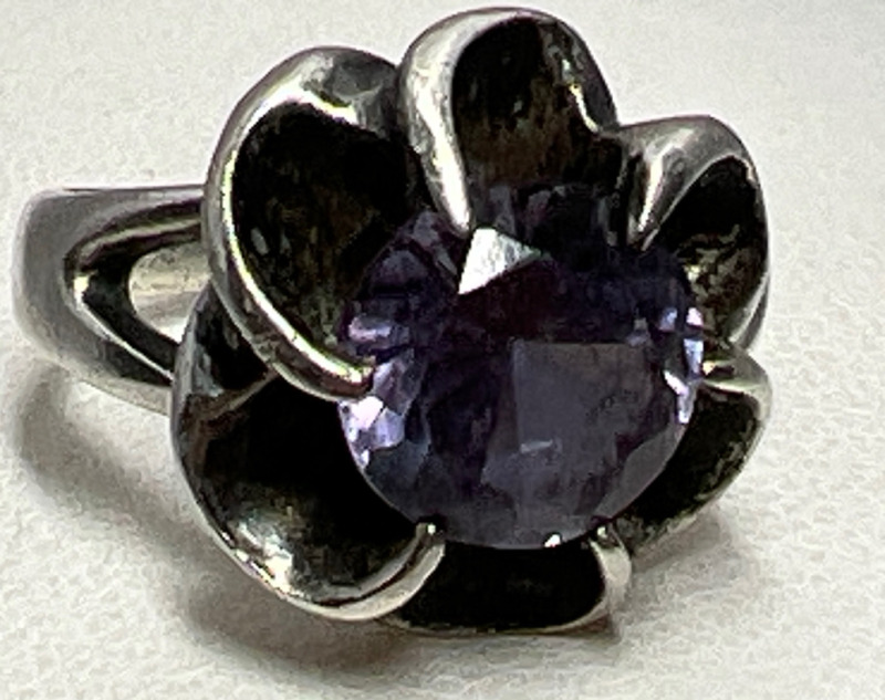 Taxco Glass Alexandrite Solitaire Statement Ring-Circa 1940!