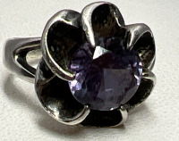 Taxco Glass Alexandrite Solitaire Statement Ring-Circa 1940!