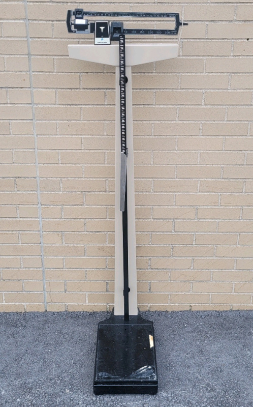 Health O Meter 350lb Mechanical Beam Scale with Height Measuring Stick . Tested Working