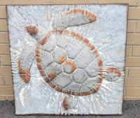 Metal Outdoor Garden Art Tortois / Sea Turtle Fence Decoration . Measures 24"&times;24"&times;1"