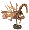 Neat Handmade Wooden Anglerfish Sea Monster on Stand | 10.25" Tall