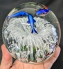 Stunning Large Murano-Style Art Glass Paperweight with Dolphins, Waterspout & Tropical Fish | 4.5" Tall - 6