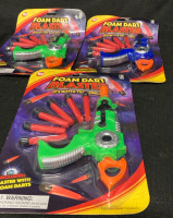 3 New The Toy Network Foam Dart Blasters For Ages 3+ Box Measures 7.5&rdquo; w x 11.75&rdquo; ht