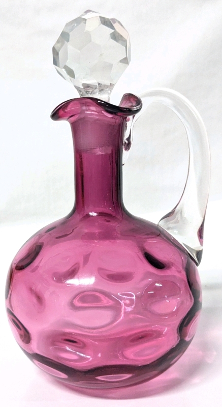 Vintage Cranberry Glass Cruet with Stopper | 6.7" Tall
