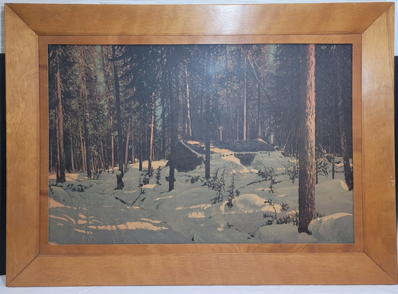 " Shack in the Woods " by Group of Seven Member Franz Johnston Framed Print on Board . Measures 39 3/4"×28 3/4" . Several small scratches to print