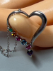 10K with 14K White Gold Floating Heart Pendant with Stones - 5