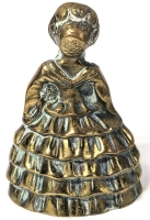 Vintage 1930s - 1940s Brass Victorian Lady with Bonnet Tea Bell / Table Bell | 2.8" Tall