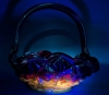 Fantastic Vintage Unsigned Sunset Amberina Glass Basket | 7" Tall | Cadmium Yellow in Bottom Glows Under Black Light! - 4