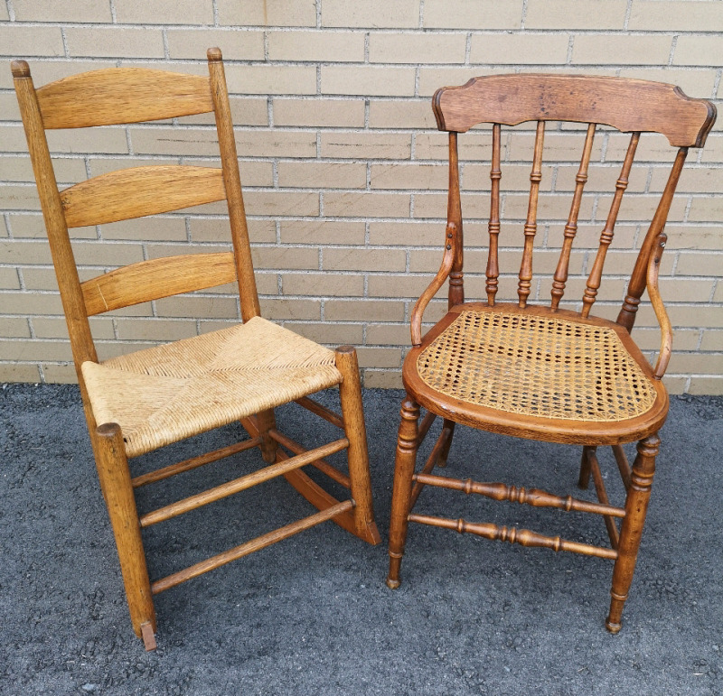 2 Vintage Chairs - Cane Chair and Rocker